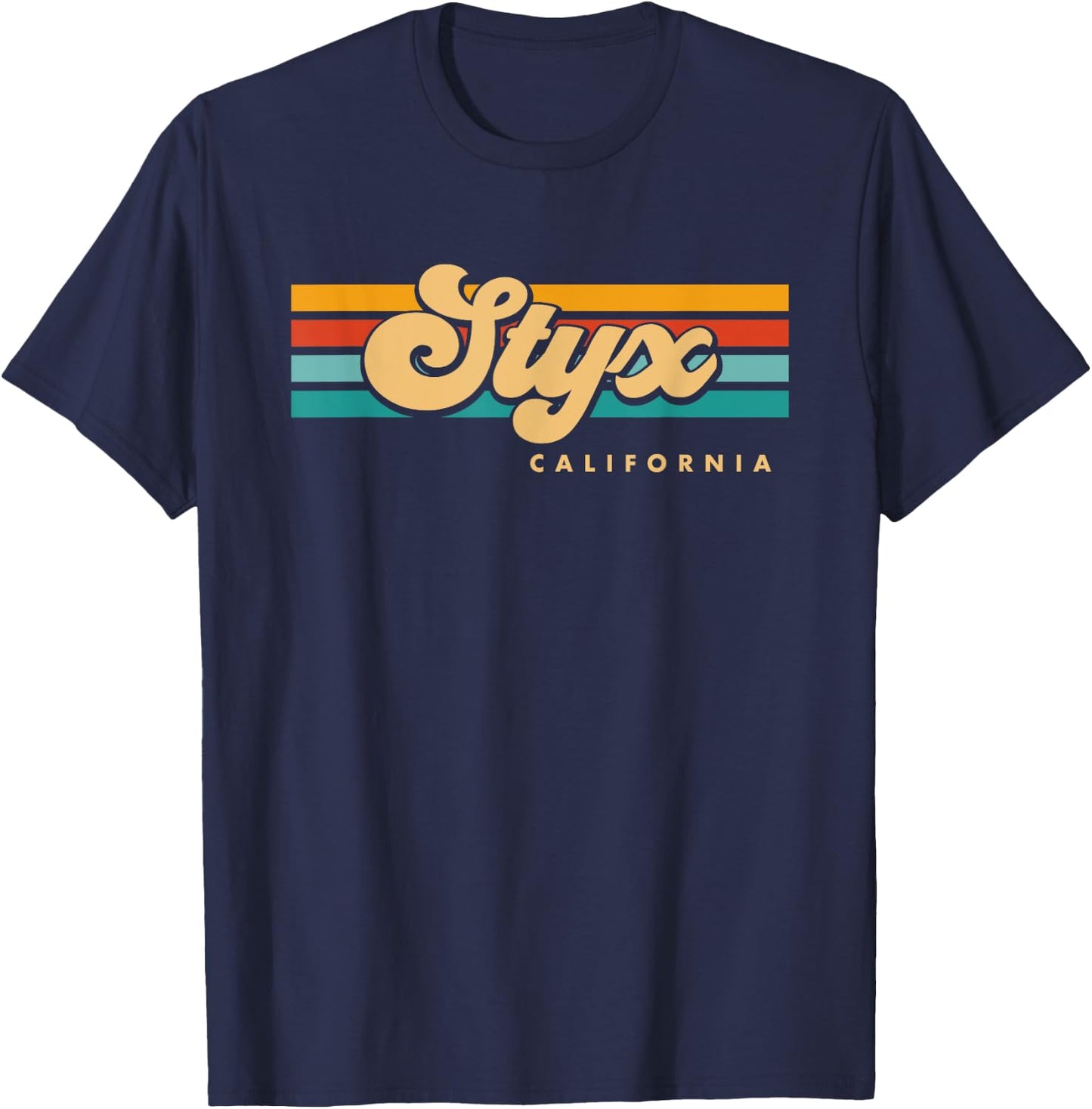 Vintage Sunset Stripes Styx, California T-Shirt - T-Shirt | Navy