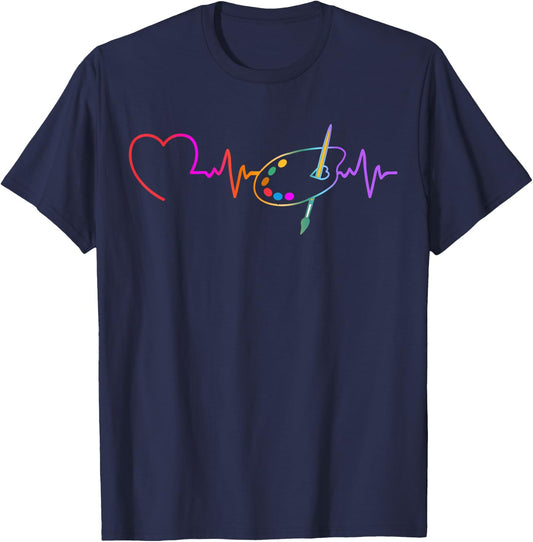Cool Art Art Teacher Artist Painter Brush Funny T-Shirt - T-Shirt | Navy