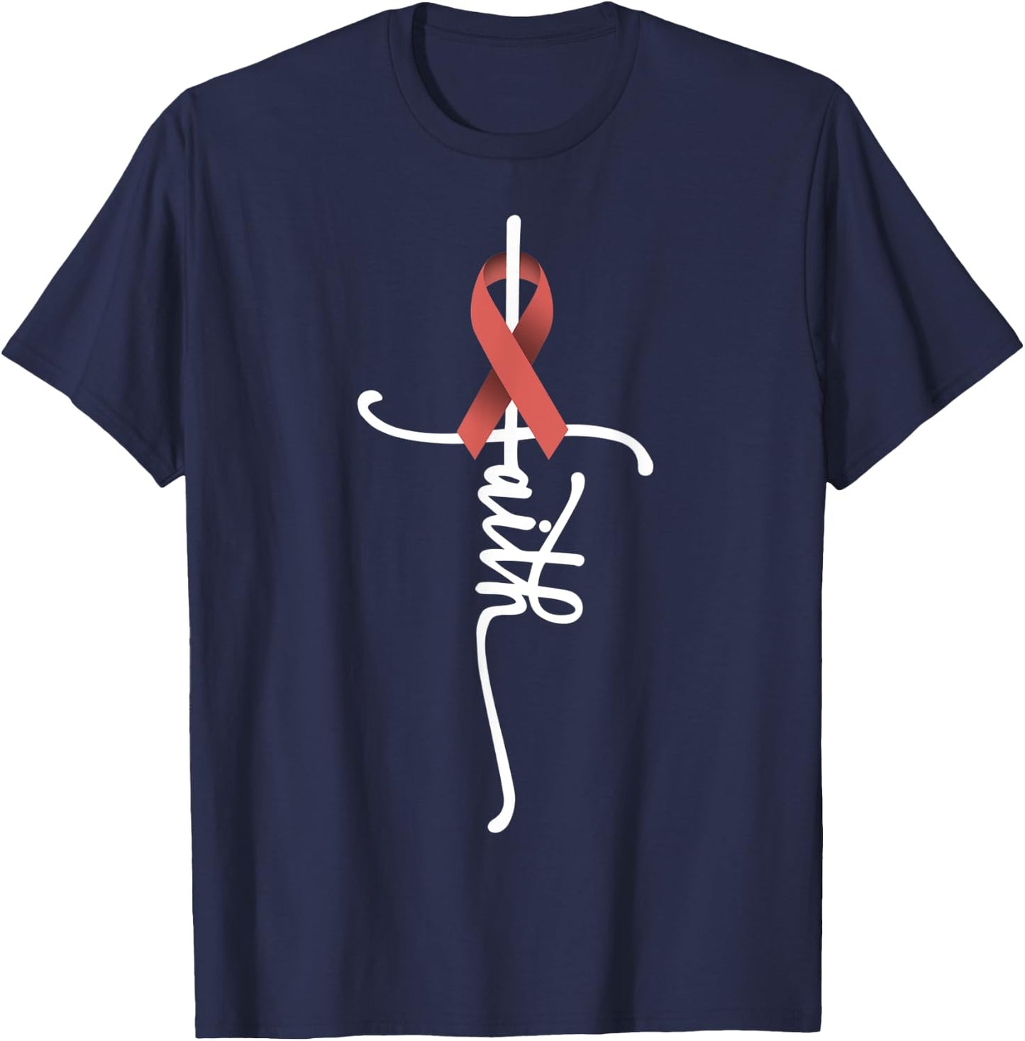 Uterine Cancer Faith Endometrial Cancer Awareness Support T-Shirt - T-Shirt | Navy