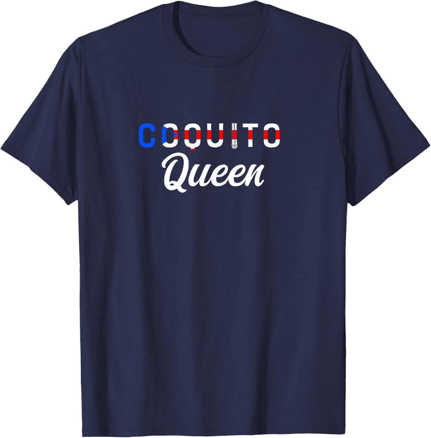 Puerto Rican Christmas Coquito Design Coquito Queen - Black, X-Small - Women's, Short Sleeve, , Ribbed Cuff, Cotton 65%, Polyester 35% T-Shirt - T-Shirt | Navy
