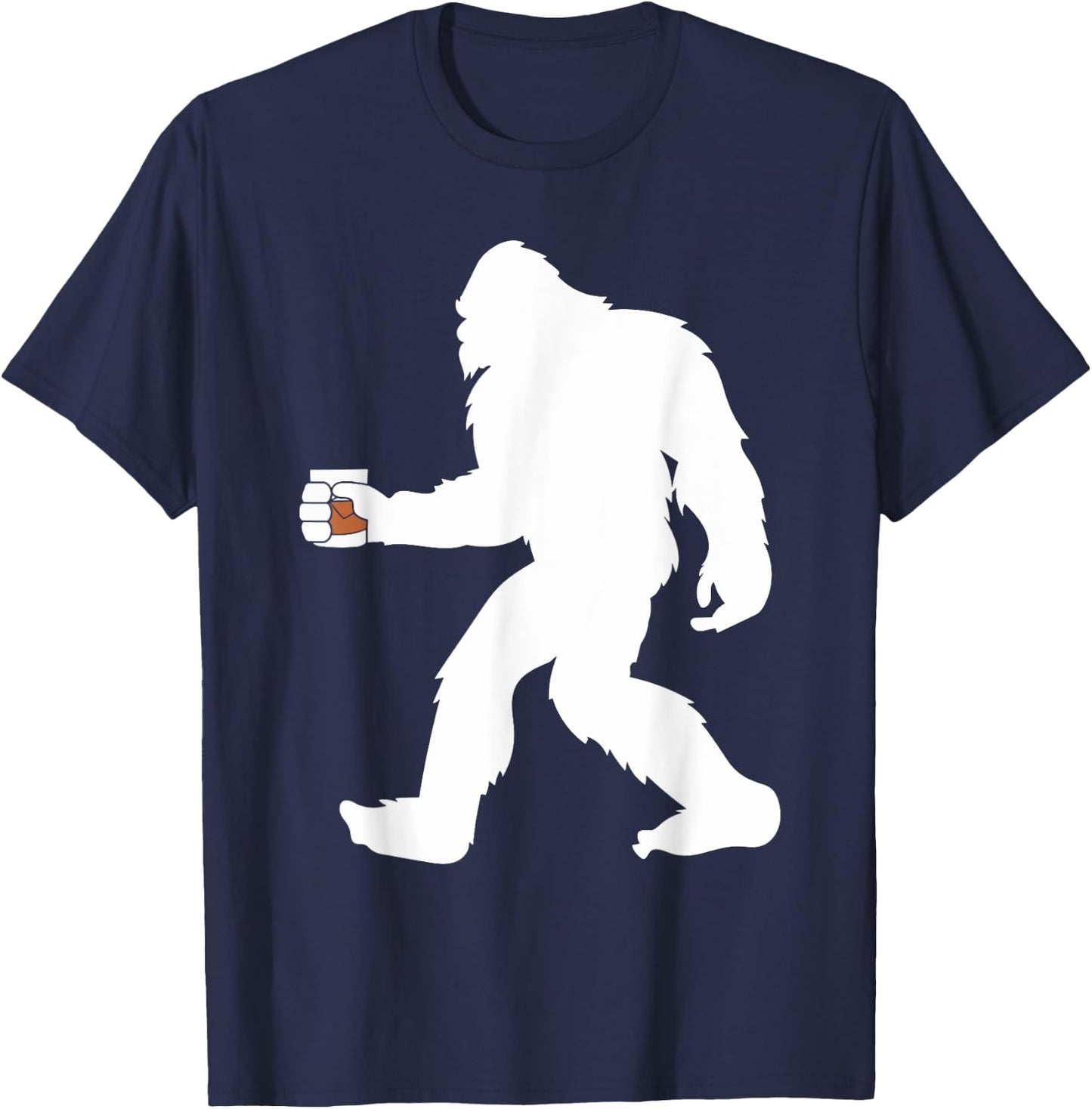 Bourbon Whiskey Drinking Bigfoot Sasquatch T-Shirt - T-Shirt | Navy