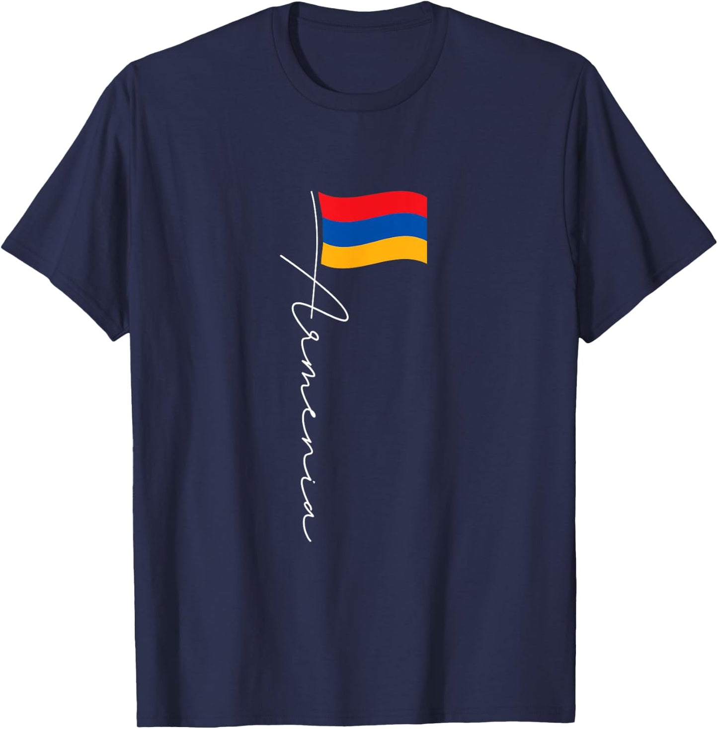 Armenia Signature Flag Pole - Patriotic Armenian Flag T-Shirt - T-Shirt | Navy