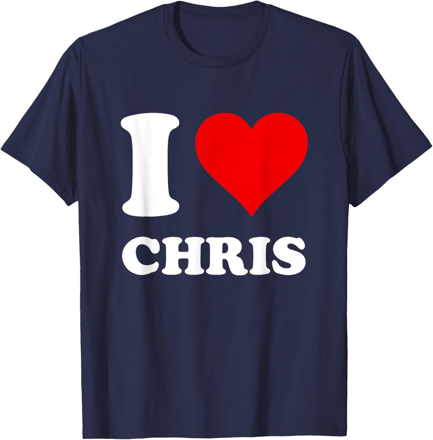 Red Heart I Love Chris T-Shirt - T-Shirt | Navy