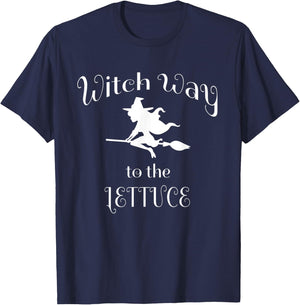 Halloween Pun Witch Way To The Lettuce T-Shirt - T-Shirt | Navy