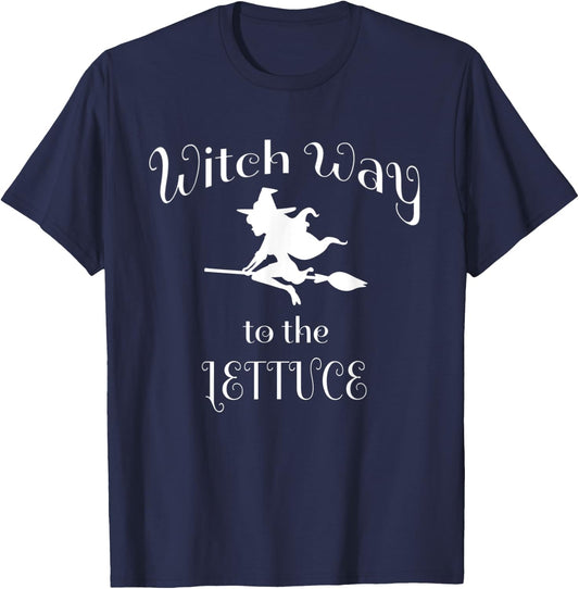 Halloween Pun Witch Way To The Lettuce T-Shirt - T-Shirt | Navy