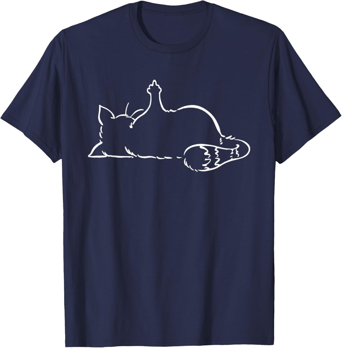 Cat Says Not Today Middle Finger Up Middle Funny Lazy Cat Men Women T-Shirt - T-Shirt | Navy