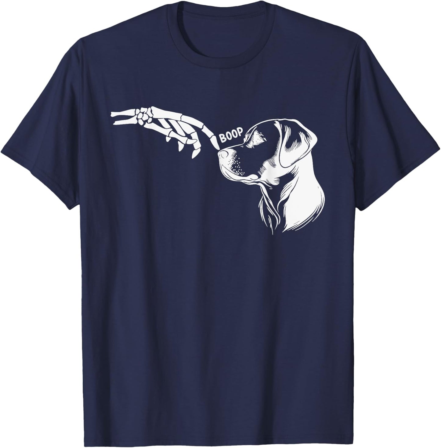 Dog Lover Skeleton Hand Boop Funny Halloween 2023 Labrador T-Shirt - T-Shirt | Navy