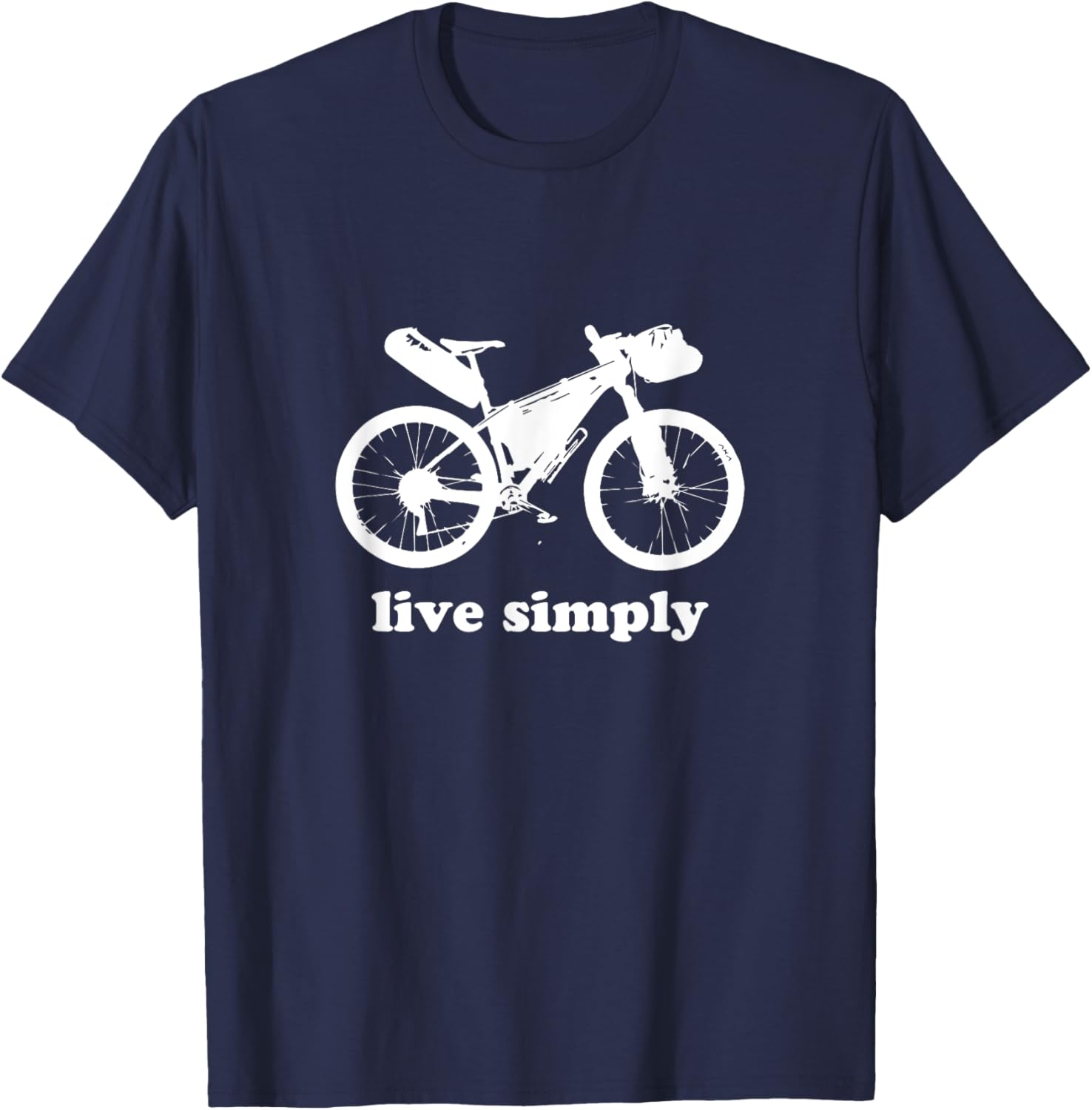 Live Simply Bikepacking Shirt Mountainbike Gift T-Shirt - T-Shirt | Navy