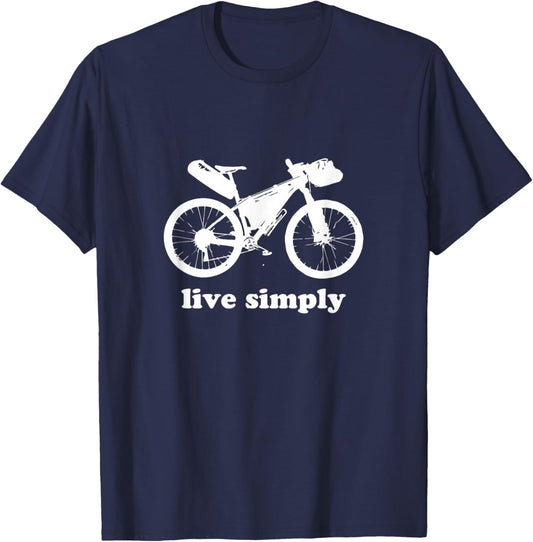 Live Simply Bikepacking Shirt Mountainbike Gift T-Shirt - T-Shirt | Navy