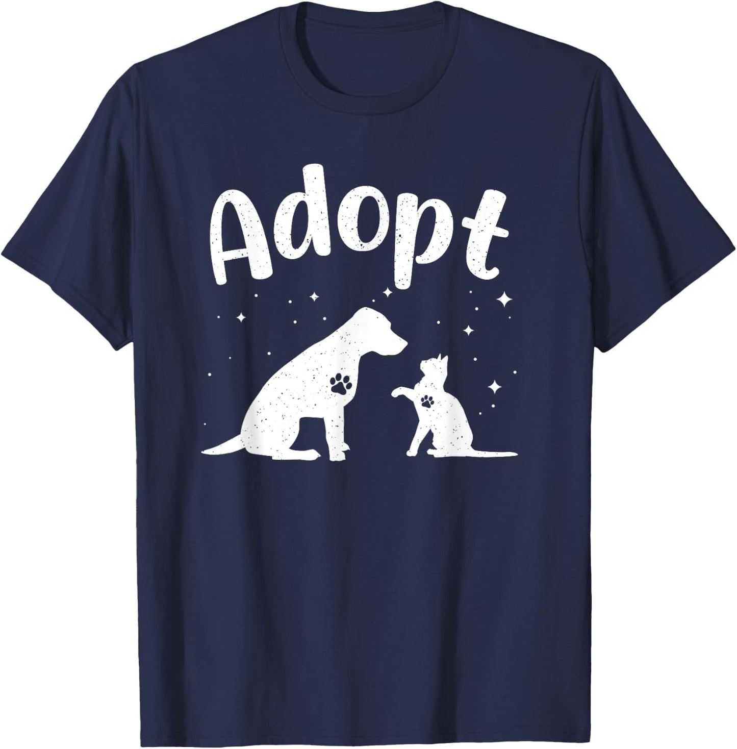 Dog Adopt Art Women Cat Rescue Pet Animal Adoption T-Shirt - T-Shirt | Navy