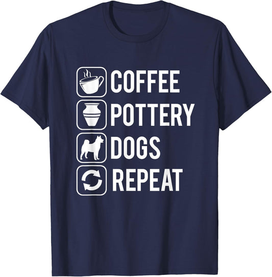 Coffee Pottery Dogs Clay Handmade Ceramics Artist T-Shirt - T-Shirt | Navy