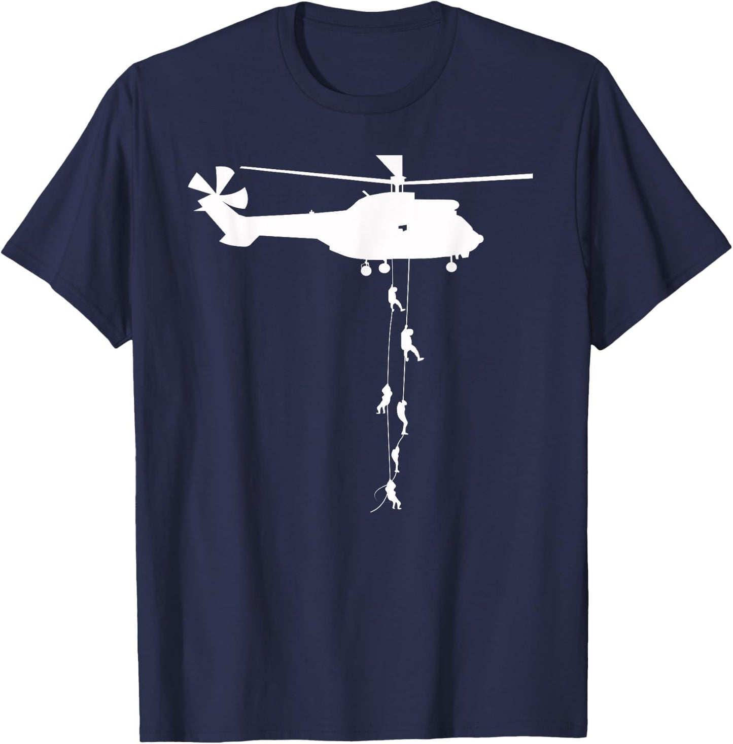 Helicopter dropping Soldiers air assault T-Shirt - T-Shirt | Navy