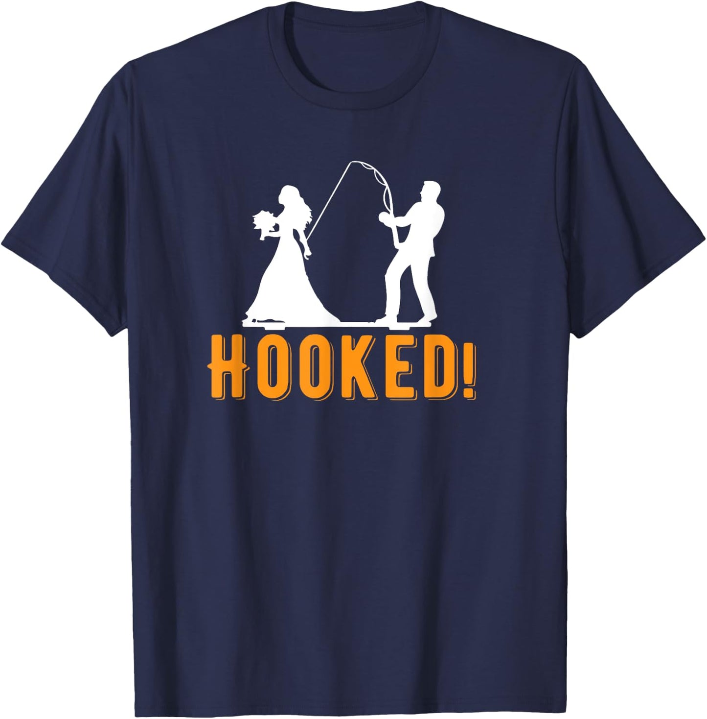 Funny Hooked Bride Groom New Marriage Fishing Lover Couples T-Shirt - T-Shirt | Navy
