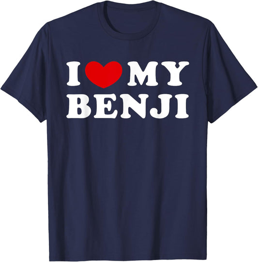 I Love My Benji, I Heart My Benji T-Shirt - T-Shirt | Navy