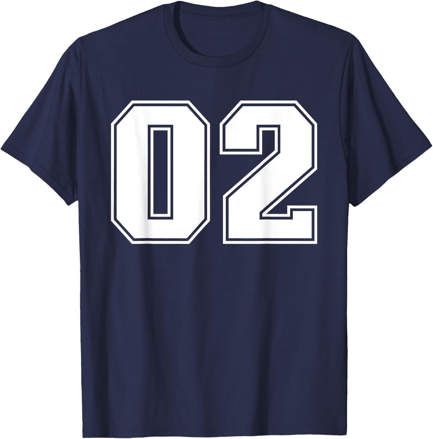 02 Jersey Number Baseball Football Soccer Halloween Birthday T-Shirt - T-Shirt | Navy