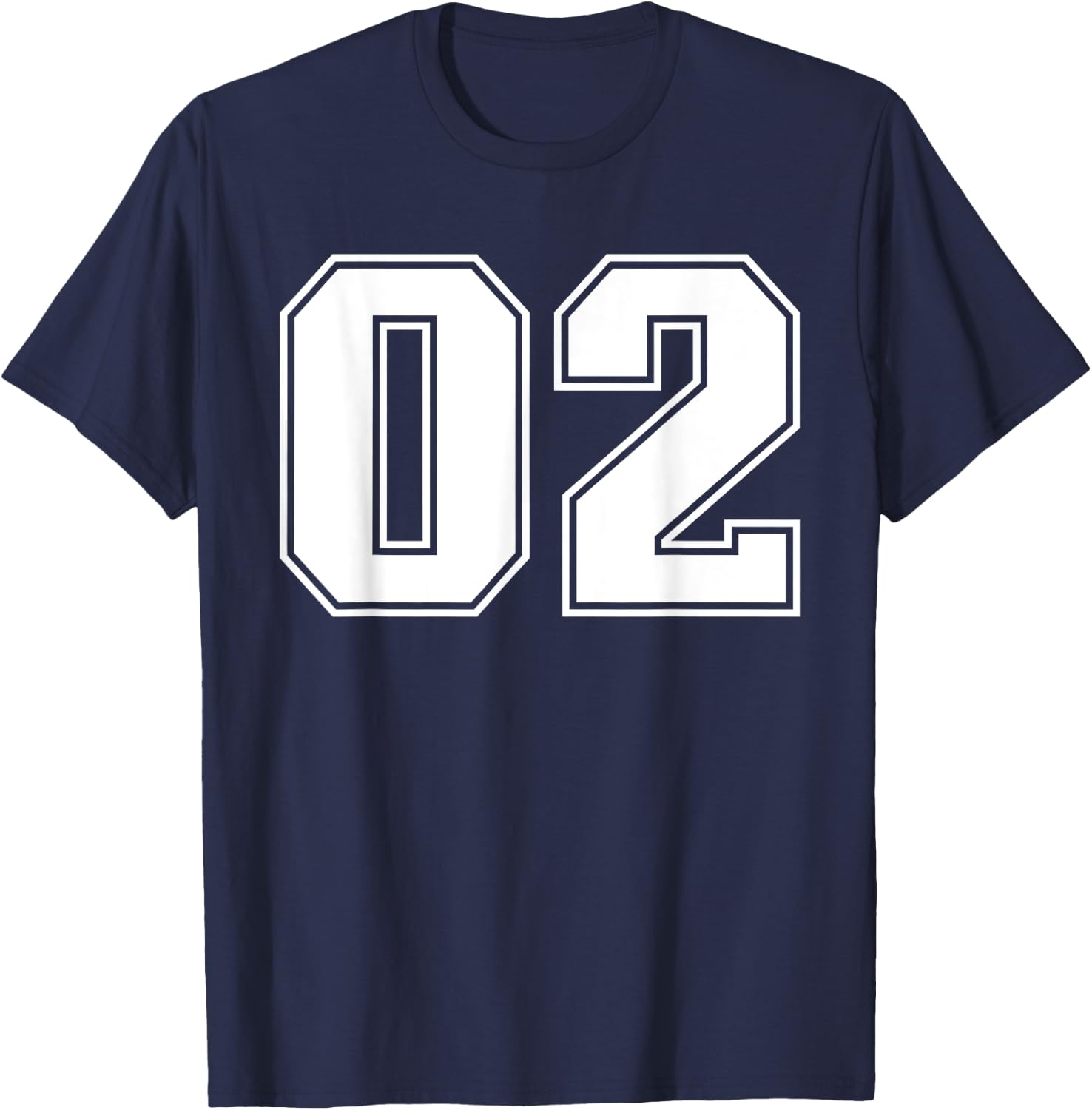 02 Jersey Number Baseball Football Soccer Halloween Birthday T-Shirt - T-Shirt | Navy