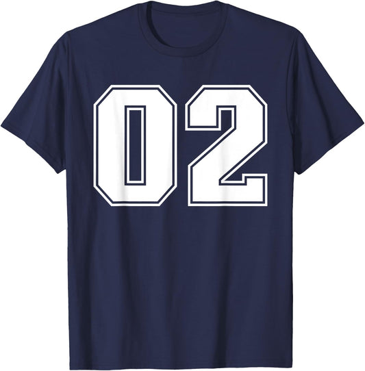 02 Jersey Number Baseball Football Soccer Halloween Birthday T-Shirt - T-Shirt | Navy