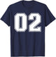 02 Jersey Number Baseball Football Soccer Halloween Birthday T-Shirt - T-Shirt | Navy