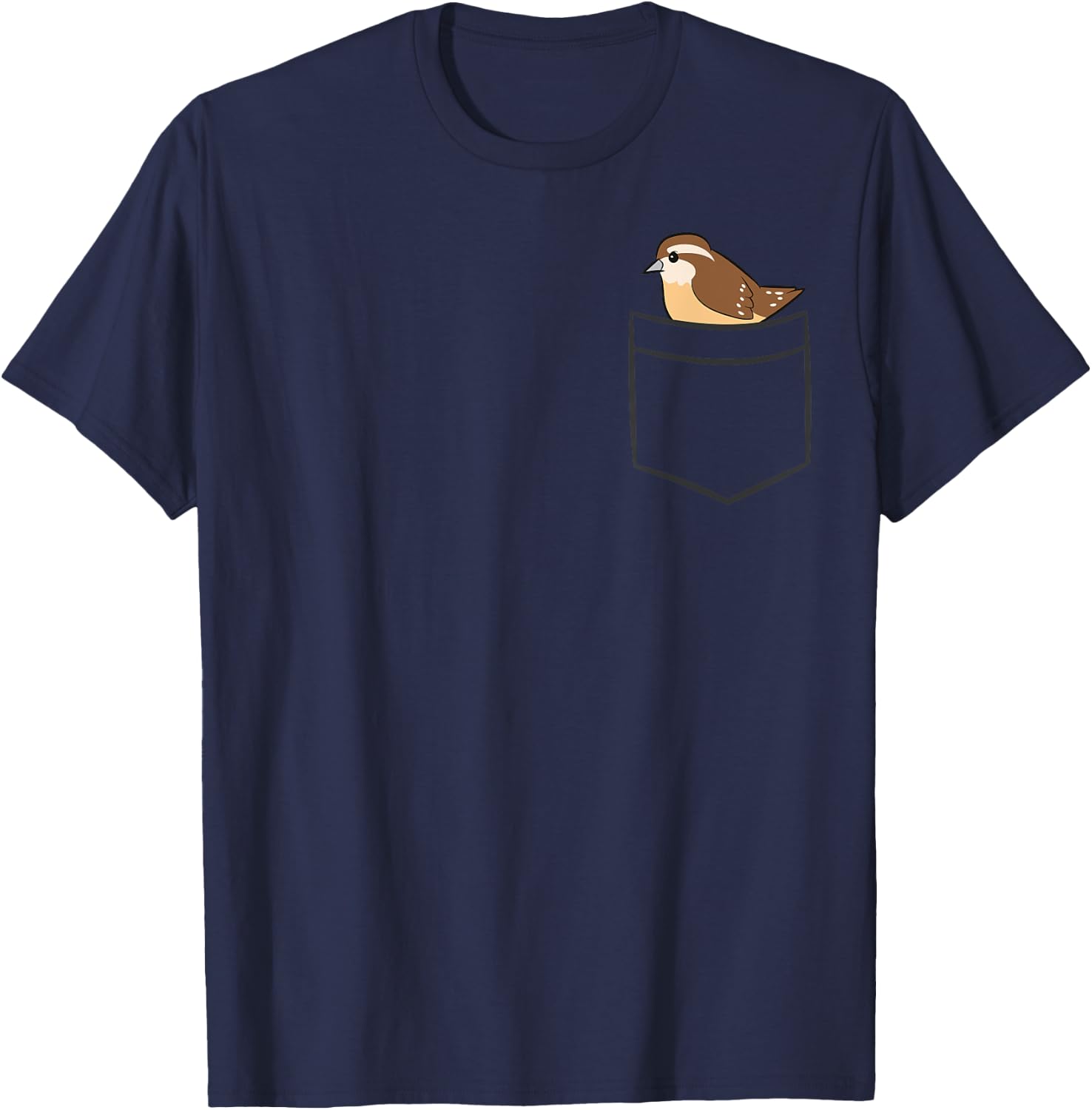 Wren Bird In a Pocket Cute Pocket Wren T-Shirt - T-Shirt | Navy