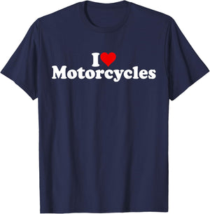 I Love Heart Motorcycles Motos Bikes Motorbikes T-Shirt - T-Shirt | Navy