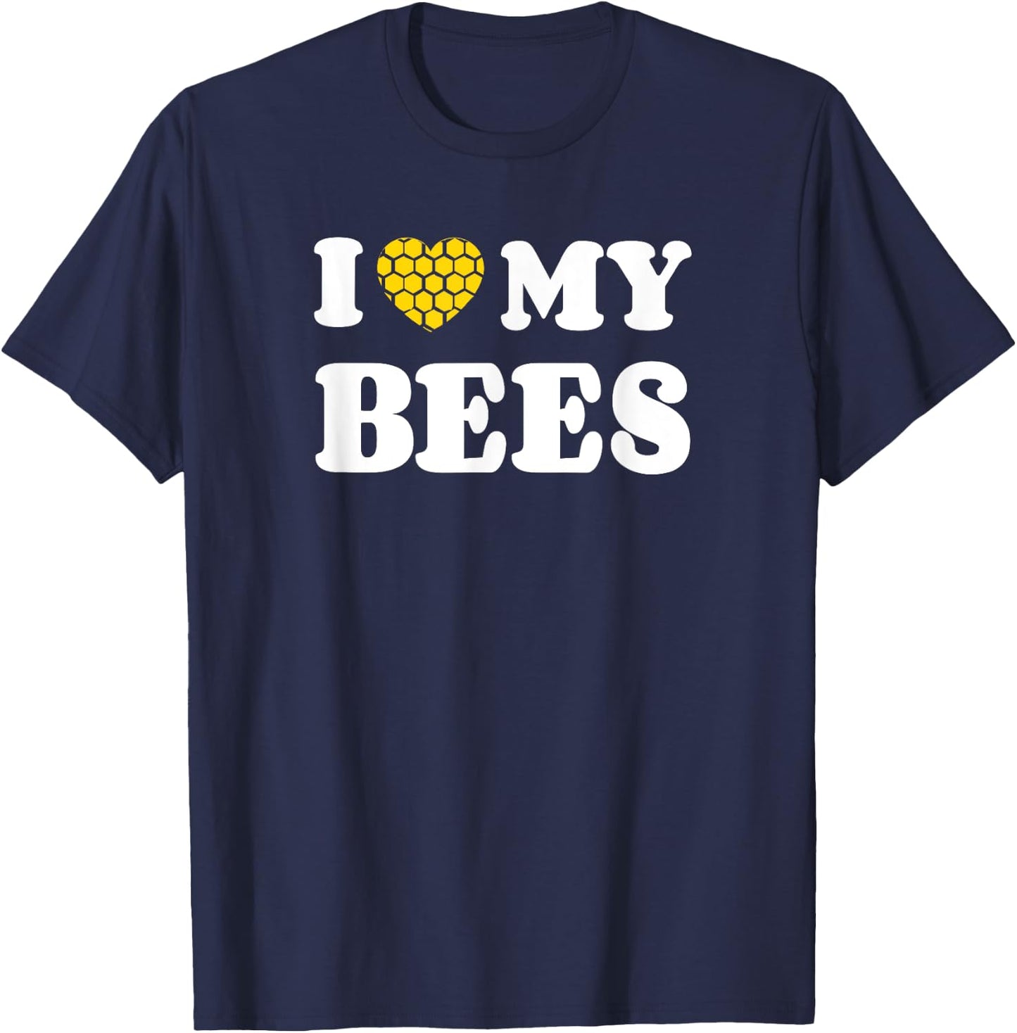 I Love My Bees Honeycomb Heart T-Shirt - T-Shirt | Navy