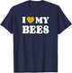 I Love My Bees Honeycomb Heart T-Shirt - T-Shirt | Navy