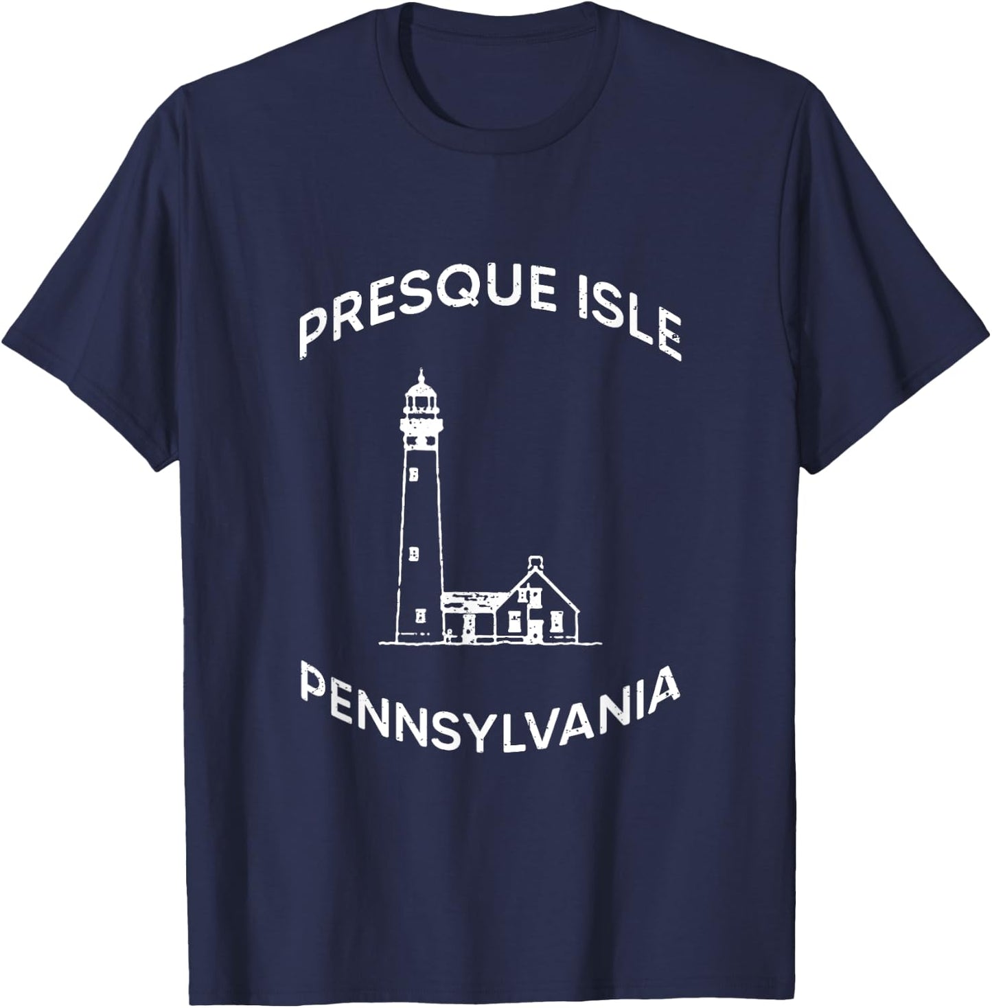 Presque Isle Lighthouse In Lake Erie Pennsylvania Souvenir T-Shirt - T-Shirt | Navy