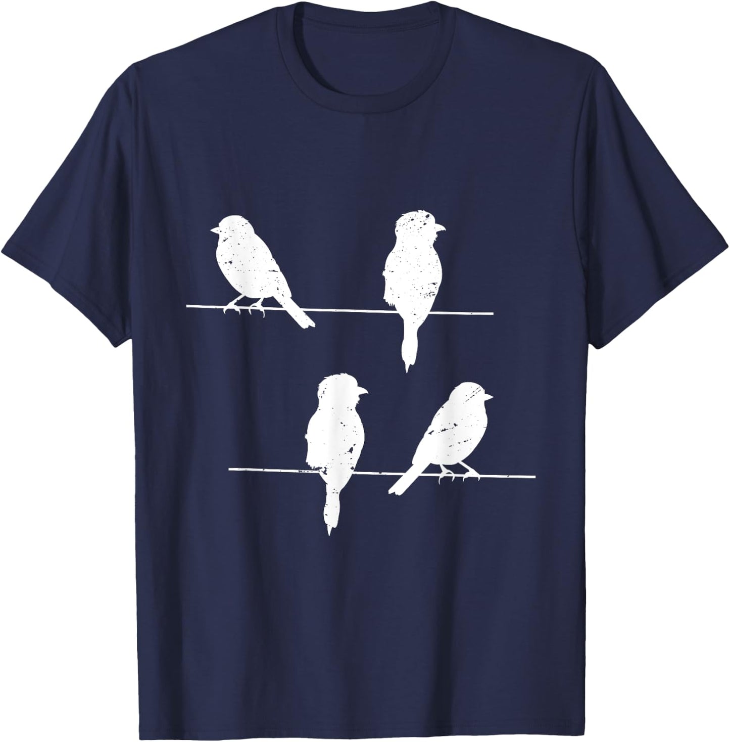 Birds On A Wire Funny and Cute Bird Lover Graphic T-Shirt - T-Shirt | Navy