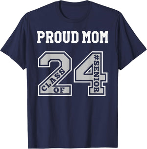 #proud Mom of 2024 Senior - Class of 24 Proud Mom - 2 W T-Shirt - T-Shirt | Navy
