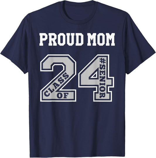 #proud Mom of 2024 Senior - Class of 24 Proud Mom - 2 W T-Shirt - T-Shirt | Navy