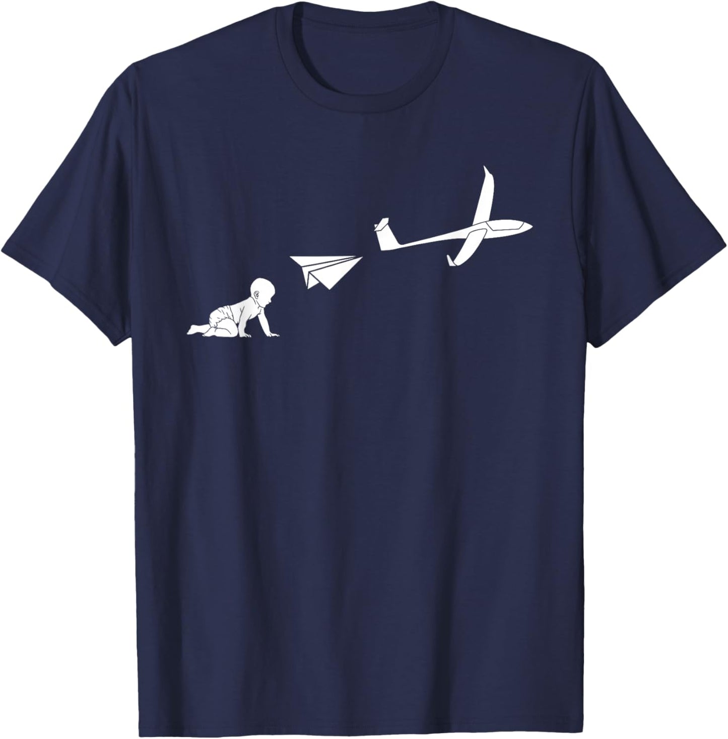 Glider Evolution Funny Aviation Small Plane Pilot Pun T-Shirt - T-Shirt | Navy