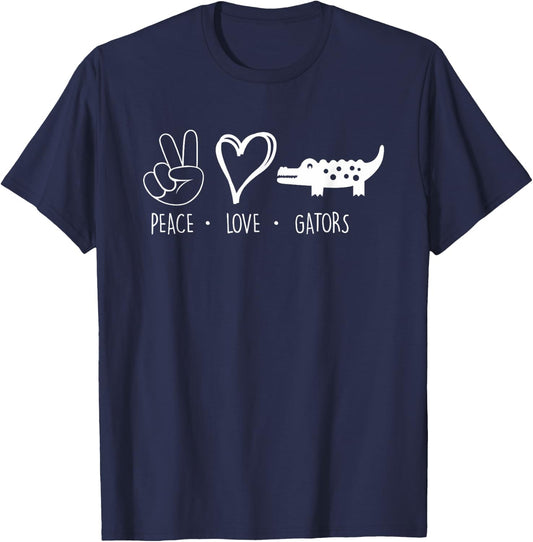 Dickinson High School - Dickinson Gators - Peace Love Gators T-Shirt - T-Shirt | Navy