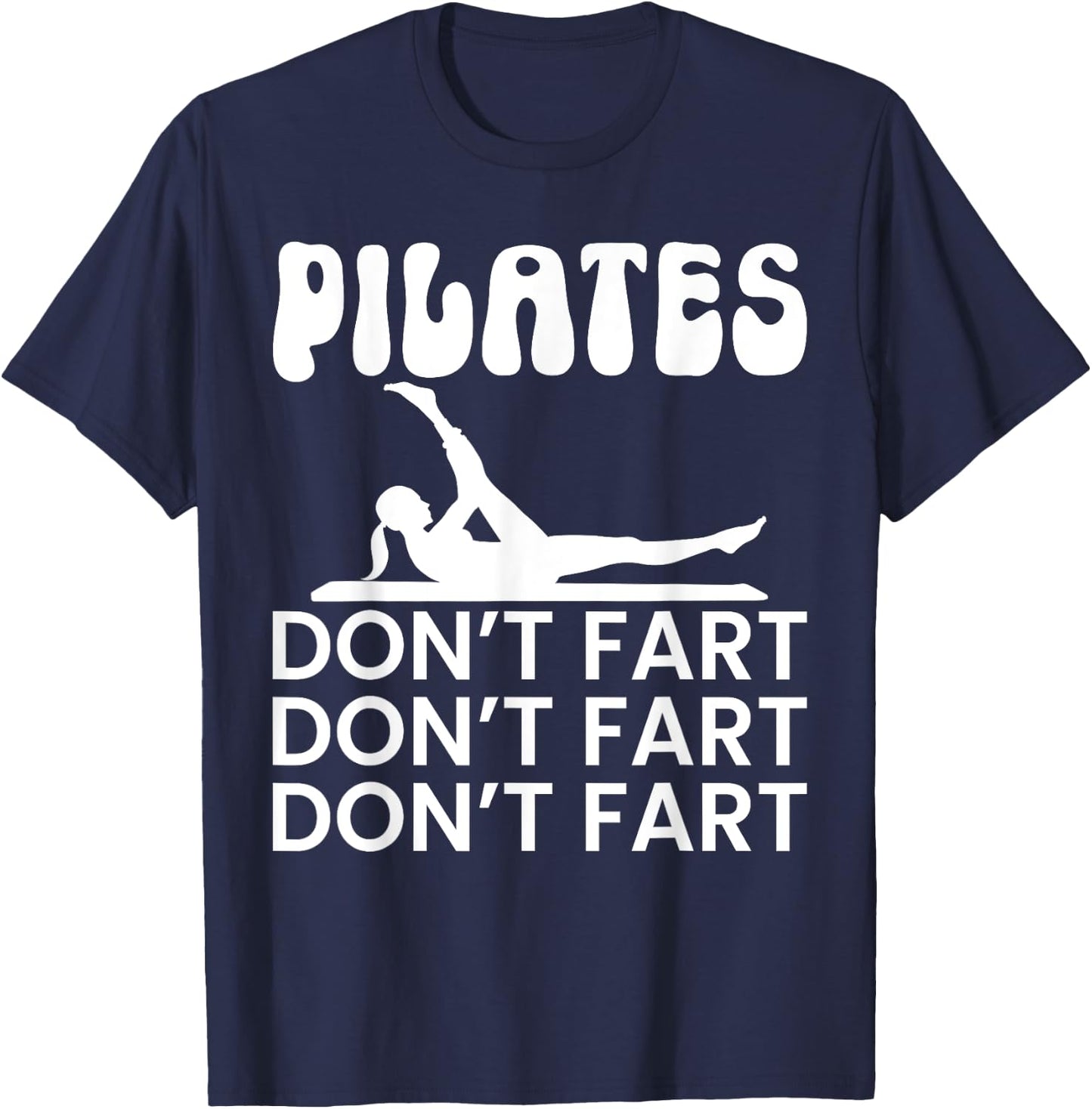 Pilates Gifts -Adults Black Modern Fun Yoga Small Short Sleeve T-Shirt - T-Shirt | Navy