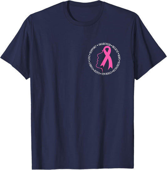 Breast Cancer Awareness Pink Ribbon Support Squad Cancer T-Shirt - T-Shirt | Navy