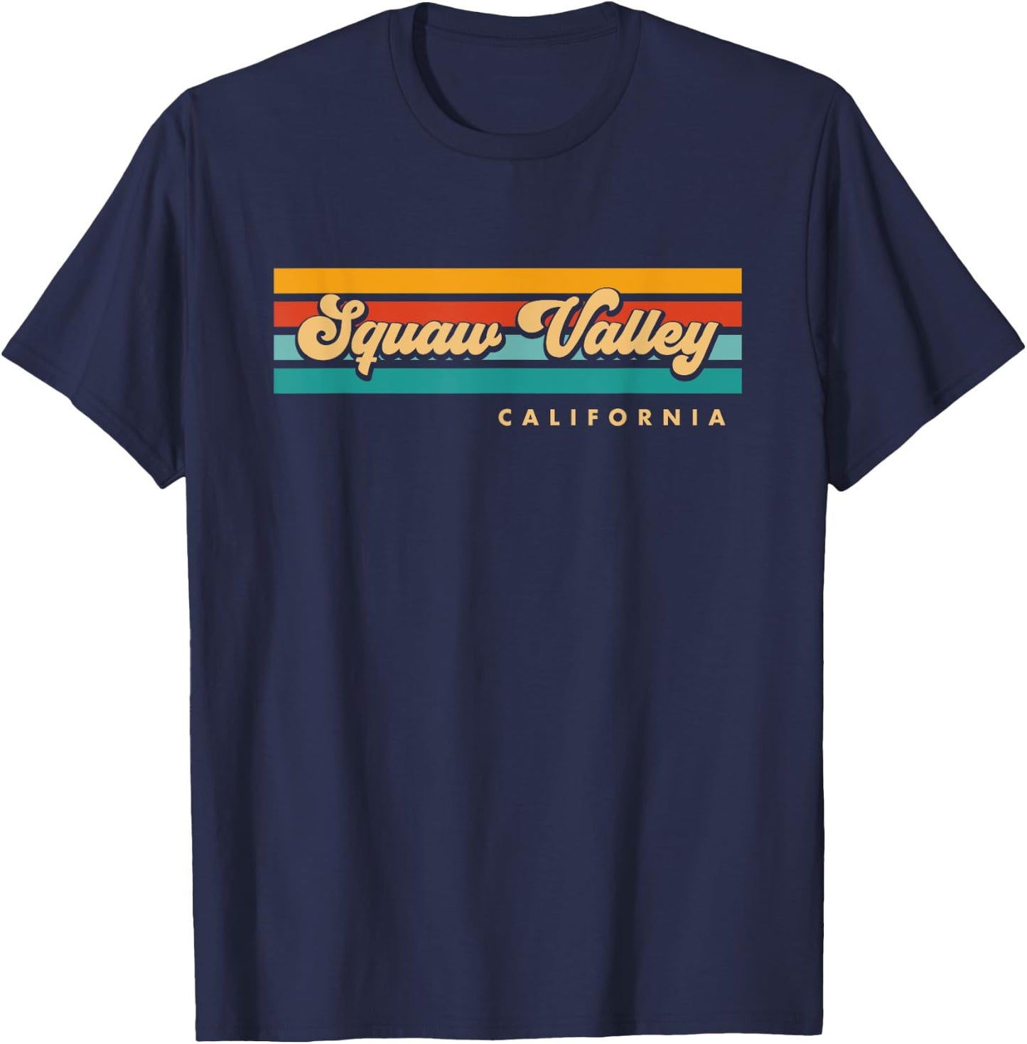 Vintage Sunset Stripes Squaw Valley, California T-Shirt - T-Shirt | Navy