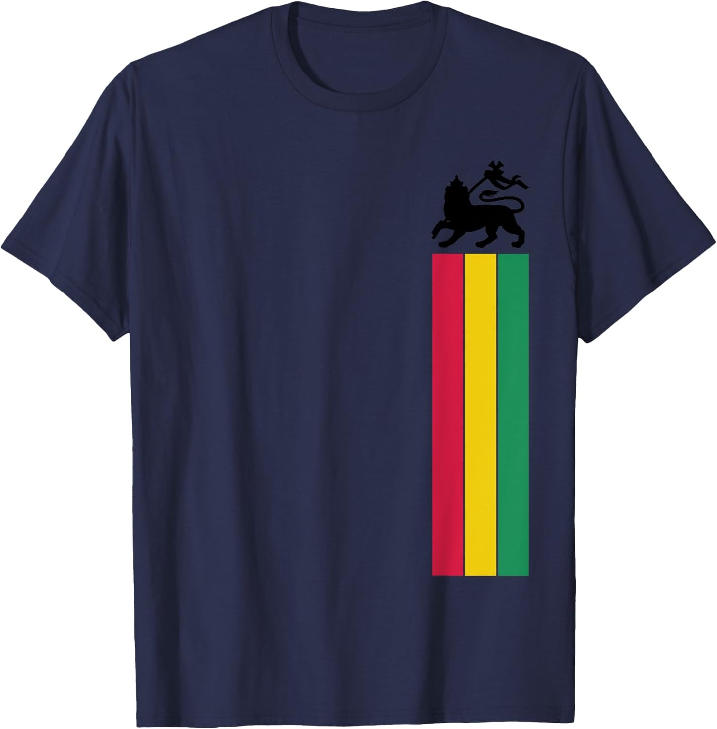 Lion of Juda Reggae Music Jamaica Ethiopian Flag T-Shirt - T-Shirt | Navy