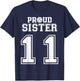 Custom Proud Volleyball Sister Number 11 Personalized Women T-Shirt - T-Shirt | Navy