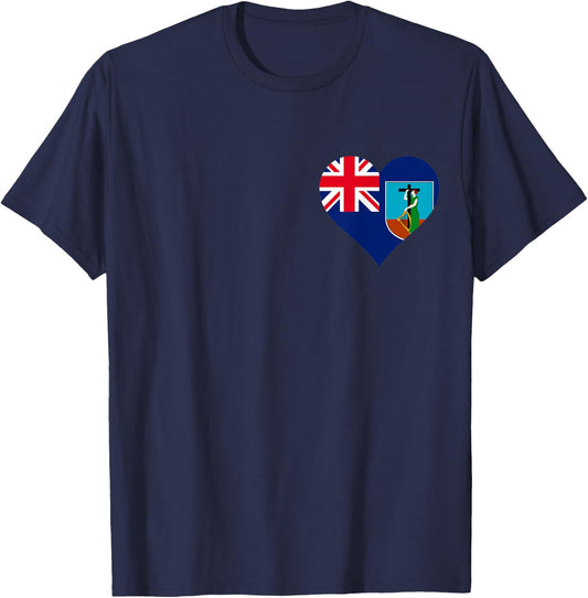 Montserrat Flag Heart Montserrat Gifts Love Montserrat T-Shirt - T-Shirt | Navy