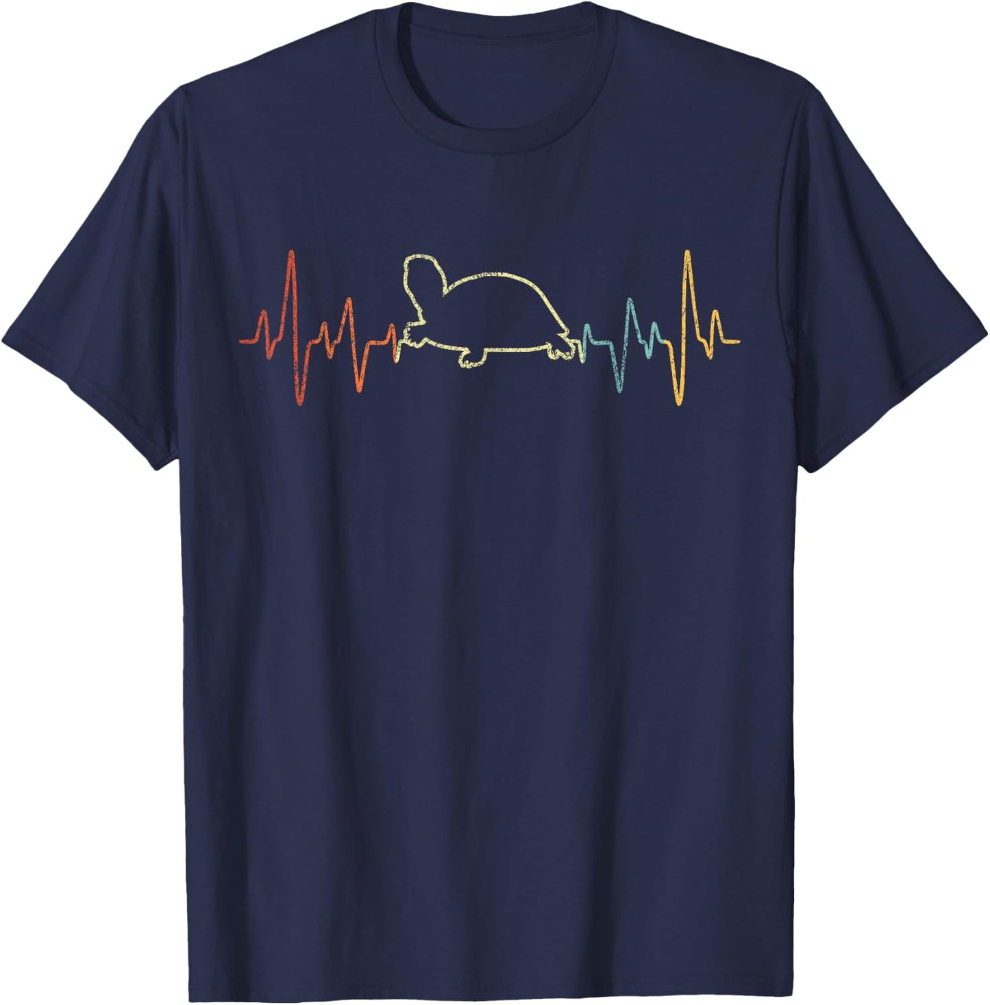 Retro Heartbeat Tortoises Turtle Lover Funny Tortoise T-Shirt - T-Shirt | Navy