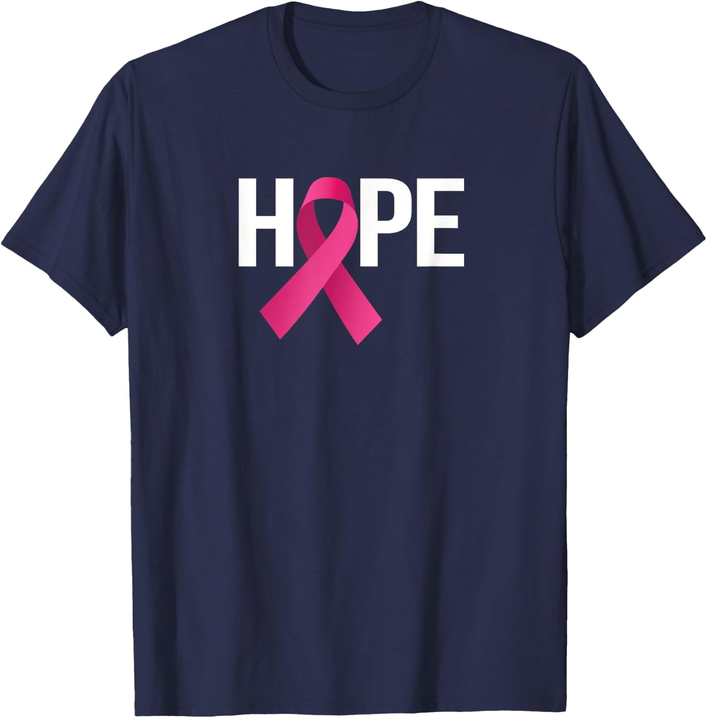 Hope Breast Cancer Awareness Month Pink Ribbon T-Shirt - T-Shirt | Navy