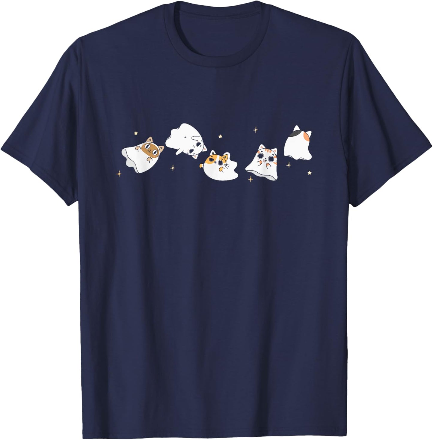 Cat Ghost Halloween Costume Spooky Cute Kawaii Animal T-Shirt - T-Shirt | Navy