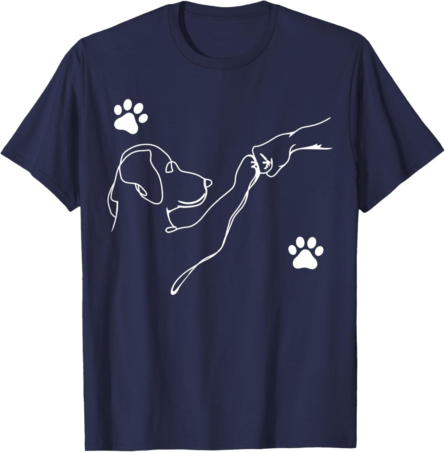 Dog and People Punch Hand Dog Friendship Fist Bump Dog's Paw T-Shirt - T-Shirt | Navy