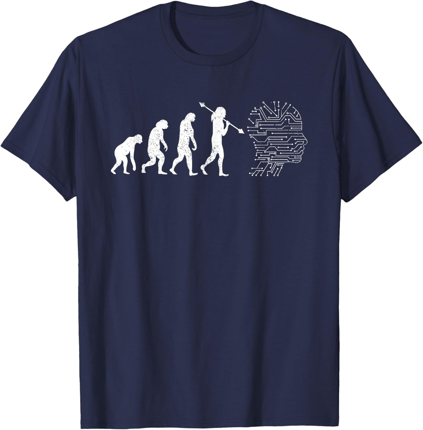 AI Evolution - Funny Artificial Intelligence T-Shirt - T-Shirt | Navy