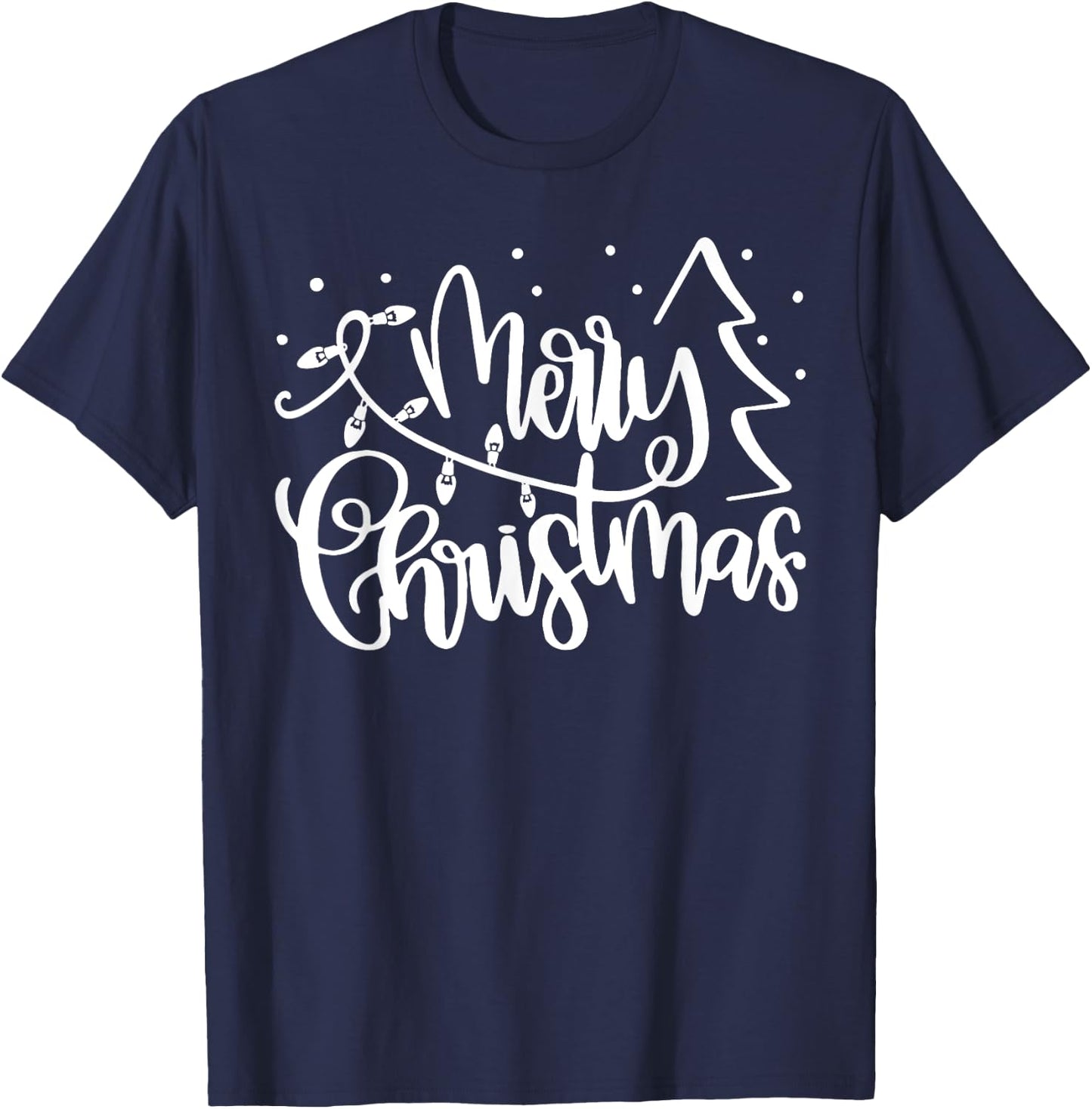 Merry Christmas Holiday Xmas Lights Family Matching Pajama T-Shirt - T-Shirt | Navy