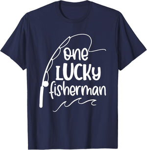 Best Catch of His Life One Lucky Fisherman Couple Matching T-Shirt - T-Shirt | Navy