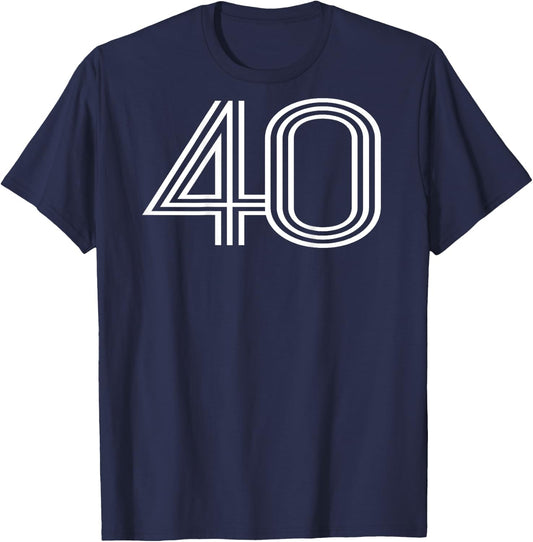 Number 40 Shirt Baseball Football Soccer Back Print Jersey T-Shirt - T-Shirt | Navy