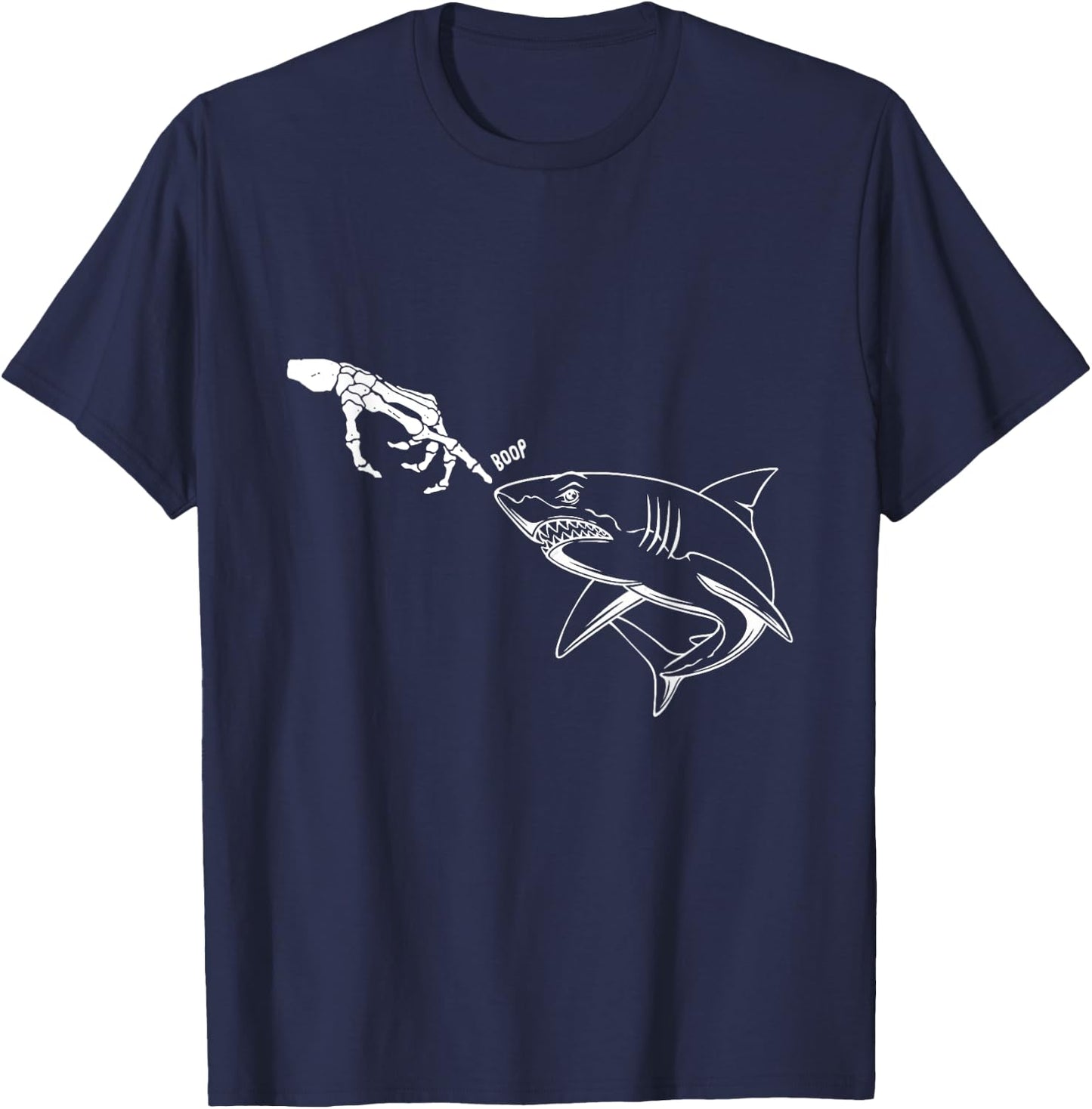 Shark Black Lover Skeleton Hand Boop Funny Halloween T-Shirt - T-Shirt | Navy