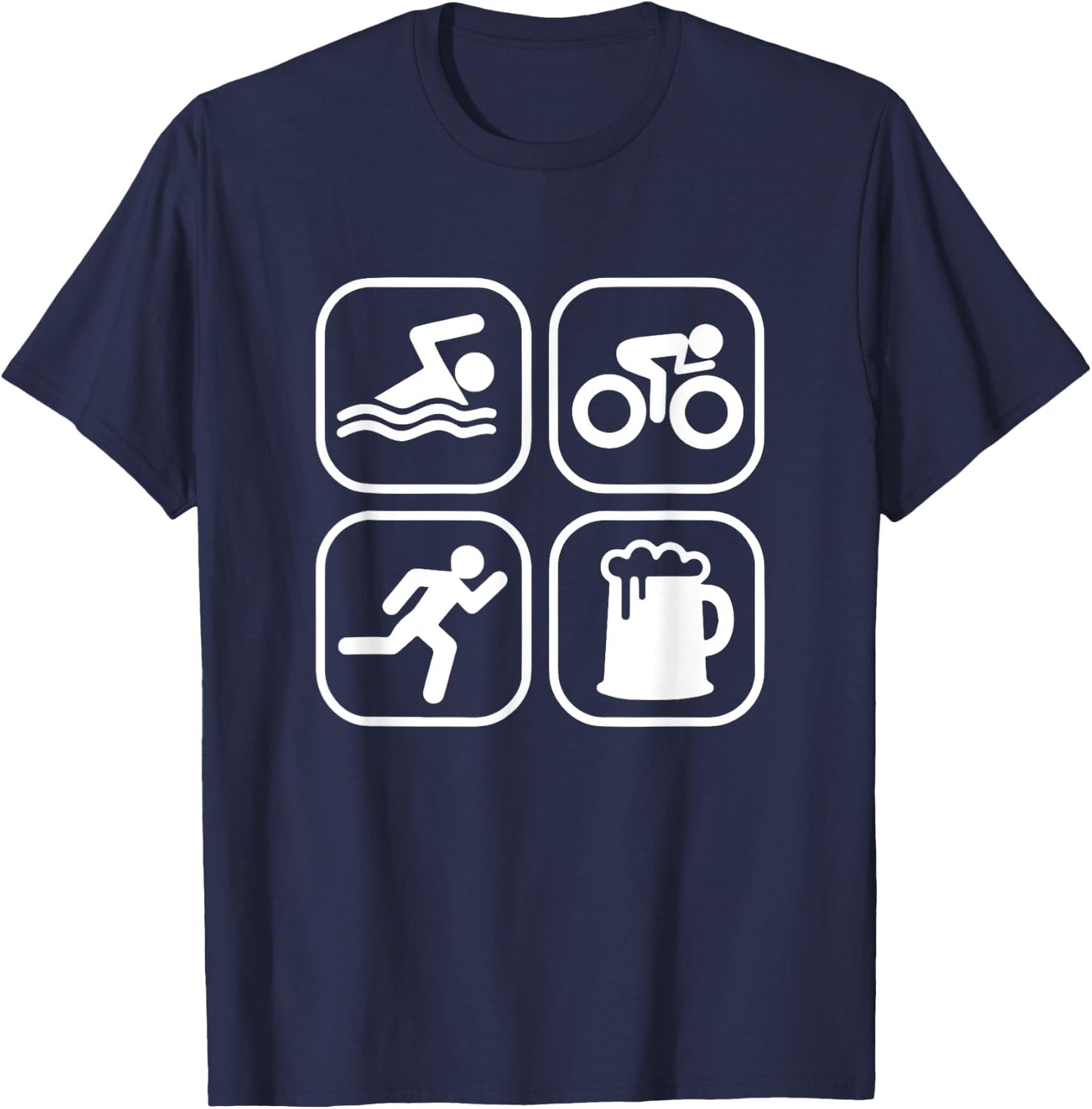 Swim Cycle Run And Beer Triathlon T-Shirt - T-Shirt | Navy