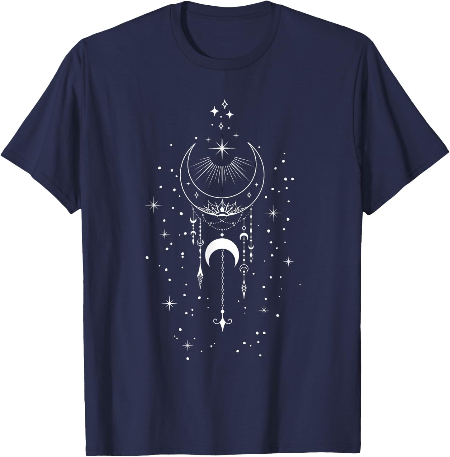 Boho Celestial Moon T-Shirt - T-Shirt | Navy