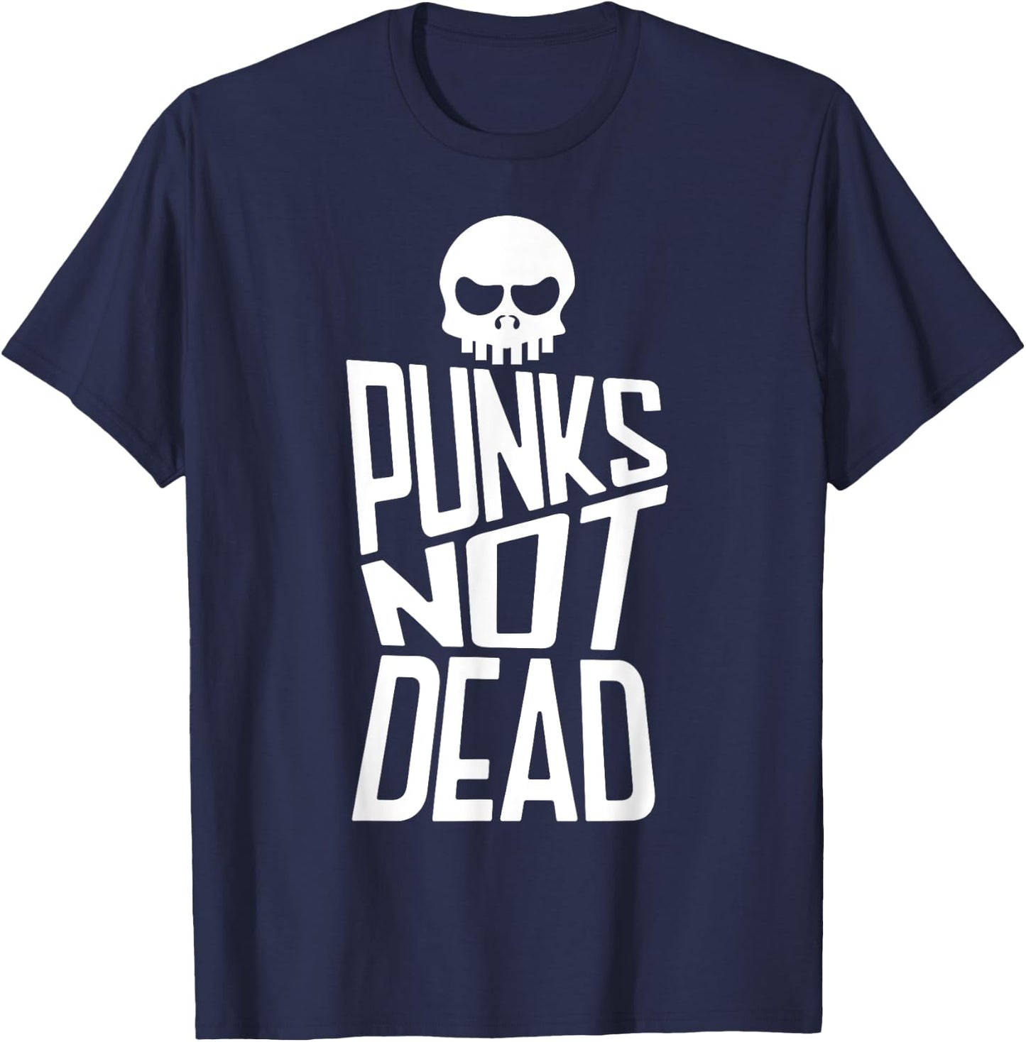 Punks Not Dead Skeleton Music Skull Aesthetic Subculture T-Shirt - T-Shirt | Navy